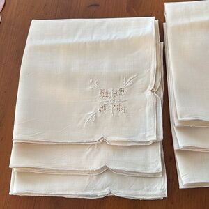 Six Hand Embroidered Dinner Linen Napkins Made in Italy